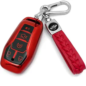 Advanced soft TPU Key Case Suitable for Ford Escape Mustang Edge Fusion Expedition Explorer F150 and Lincoln MKX MKZ MKC Key (Red Combination)