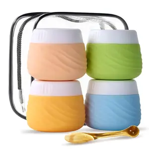 Travel Containers for Toiletries,  Jar with Lid , TSA Approved Travel Size Bottles with Clear Bag, Leak-proof Traveling Accessories  for Lotion   Cream (4 Pack)