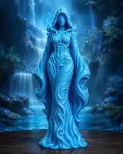 Water Goddess Standing Figure 3D Printed Statue | Ocean Spirit | Fantasy Home Decor | Elemental Desk Decor