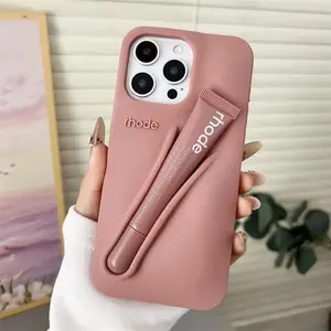 iPhone Case with Peptide Lip Treatment Slot - Protective Silicone Phone Cover