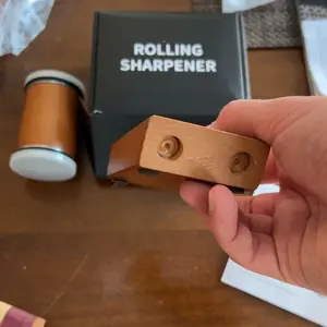 Rolling Knife Sharpener Set, 15°20° Kitchen Knife Magnetic Rolling Knife Sharpener, Diamond Sharp Curve Knife Sharpener, Wooden Handle Sharpening Stone, Diamond Ceramic Knife Sharpening Set  for honing knives sharpening Kitchen Gadgets Steel Kitchenware