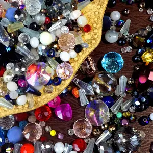 100g mixed color colored glass crystals, multifunctional accessories, mixed colors, various shapes, large glass beads, collectors of DIY jewelry, pendant accessories, decorations