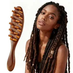 Natural Wooden Loc Brush for Microlocs & Sisterlocs Prevents Tangles & Merges Massage for Scalp Relaxation & Hair Product Grooming Comb