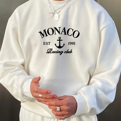Men's Letter Print Round Neck Knit Sweatshirt, Regular Fit Casual Long Sleeve Crew Neck for Winter, Fashion Men's Top for Daily Wear Knitwear Knitted
