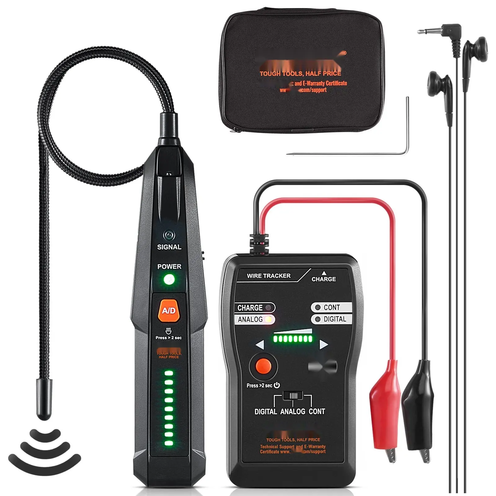 Underground Cable Locator With Earphone, 6.5 Ft Maximum Detection Depth, Wire Tracer Break Detector Finder For Buried Cables, Fence Wiring, Sprinkler Valve And Irrigation Lines, 3280 Ft Maximum Detection Length, Cable Tester