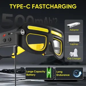Gesture control LED glasses, rechargeable headlamp sports glasses, 5 modes, USB-C interface, suitable for running, camping, night maintenance, night work, hands-free lighting glasses. Flashlight
