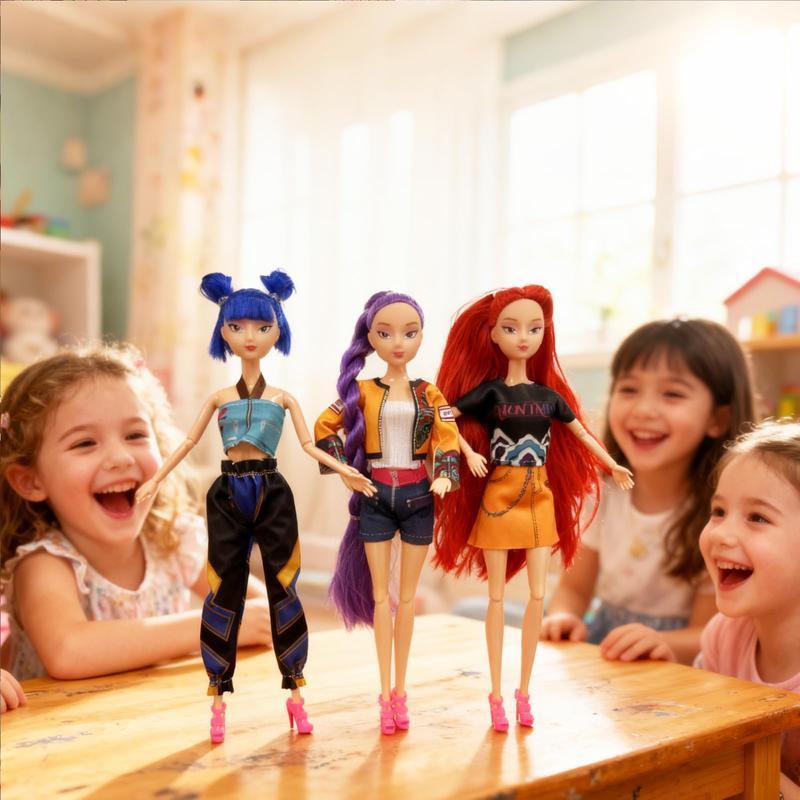 K-pop Demon Hunters Anime action figure doll 11.5 inches–12 Joint Movable Anime-Rumi, Mira and Zoey, Anime-Inspired Collectible Dolls, Merch Gift for Fans & Kids-desk display-Kpop Idol Merch Collectibles