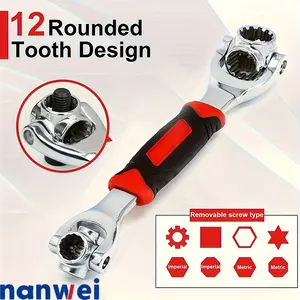 52 in 1 Universal Double Head Socket Wrench, 360° Rotating Multi-Function CR-V Steel Spanner with Anti-Skid Handle, All-in-One Adjustable Dog Bone Wrench Tool for Home Maintenance, Automotive Repair & DIY Projects, Ideal Mechanic Gift