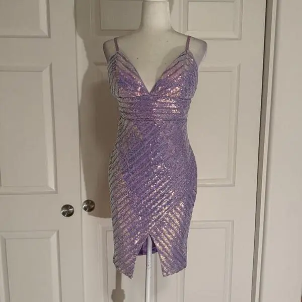 NWT Privy Light Purple Lavender Sequin Sparkle Mini Dress
