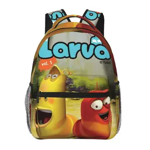 Funny Larva cartoon episodes Backpack Large capacity Larva cartoon episodes merch daily commuter bag for Outdoor Hiking Business Anime Cartoon Casual Larva Island Netflix Business laptop Daypack | Unisex Gifts for Men Women