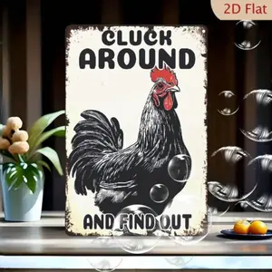 Funny Farmhouse Chicken Tin Metal Sign, Rustic Vintage Wall Decor for Home, Farmhouse Decoration, Decorative Plaque