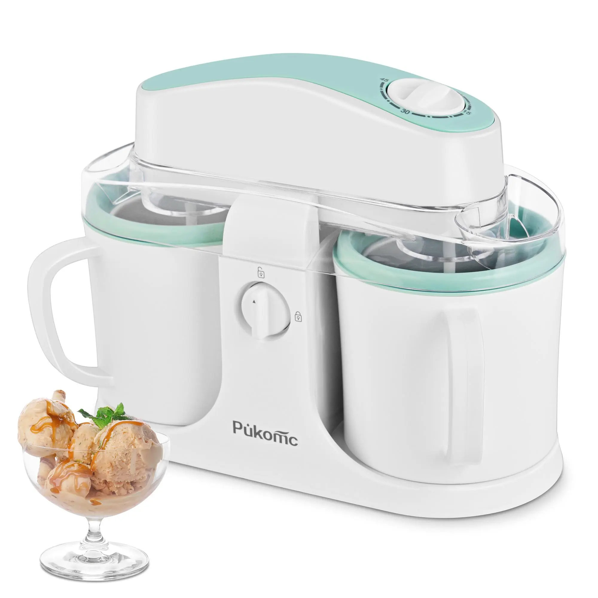 Pukomc 2-in-1 Ice Cream Maker – Quickly Make Gelato & Sorbet, No Churn Needed, Easy to Clean, Perfect for Fresh DIY Desserts