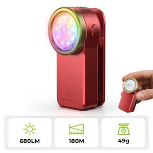 Wurkkos HD03 Mini Clip Light 680LM USB C Rechargeable Pocket Flashlight Built-in 3.7V 600mAh Battery with Spotlight/Floodlight(95 CRI)/RGB Lights/Magnet Inside/Buck Driver/ IPX6 Waterproof