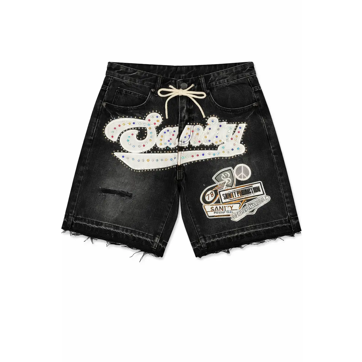 Politics Shorts "Black Wash with Cream"