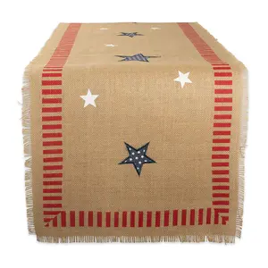 Design Imports 4th of July Jute Table Runner 14x108