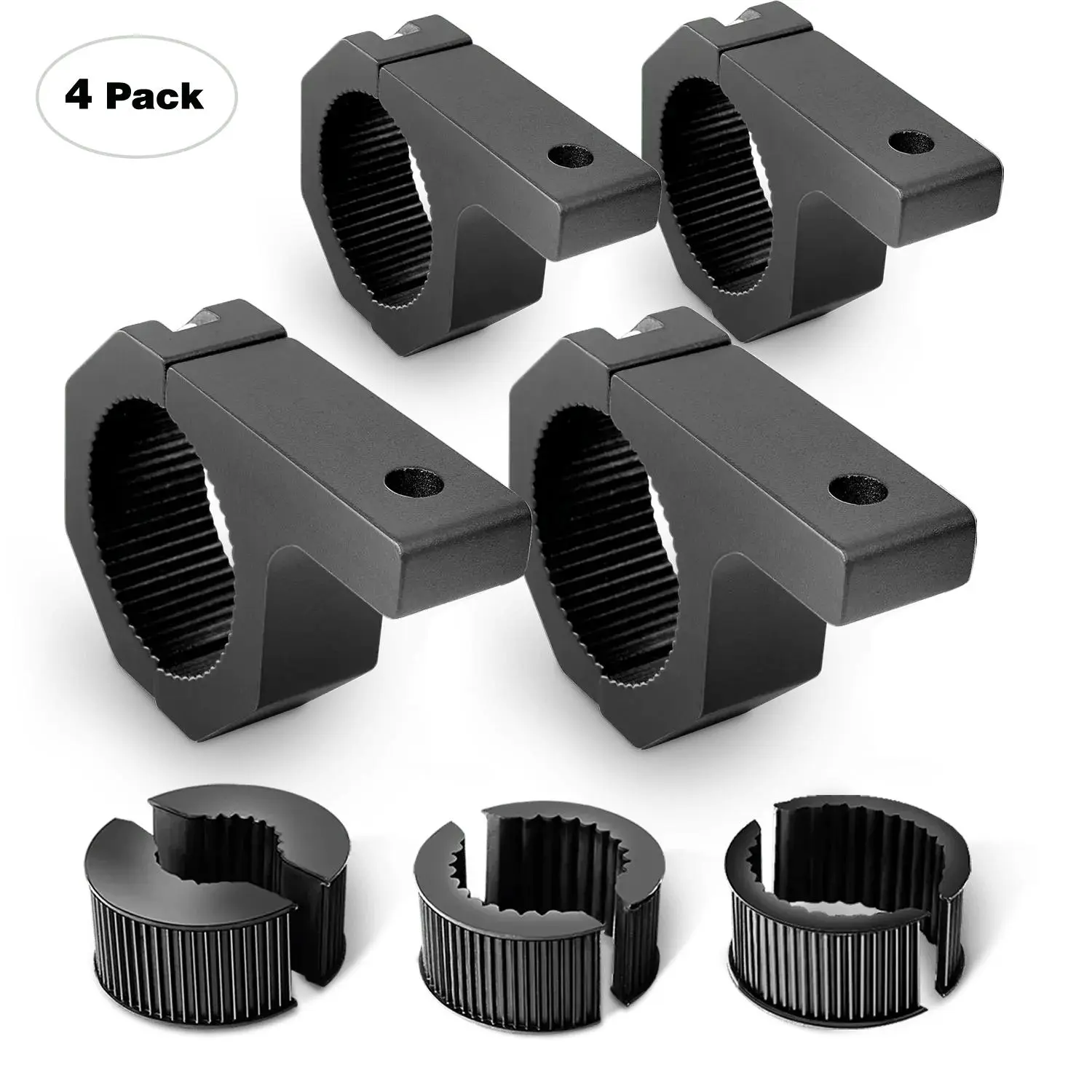 Aluminum Alloy Multi-Clamp Mounting Brackets with Vibration Dampener for Nilight Outdoor LED Lights, Horizontal Bar Mount Kits (1in, 1.5in, 1.75in, 2in Sizes, 2 Pairs), Mounting Bracket Mount