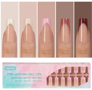 Misssix French Gel Nail Tips, 150Pcs French Tip Press on Nails Long Square, No Need to File Tips Pre-lasting, Fake Nails for Nail Art DIY 15 Sizes