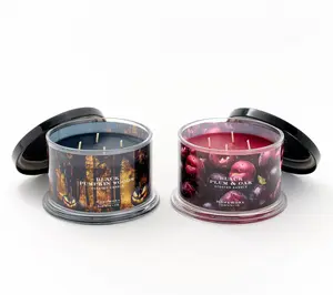 QVC HomeWorx by Slatkin + Co. S/2 18oz Thrills & Chills Candles, Cherry-Wood-Moss Scent, Crystal-Accent Home Decor Candles