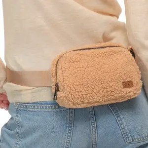 Sherpa Fanny Pack Unisex Durable Polyester Multi-Compartment with Adjustable Shoulder Strap for Travel and Casual Outings crossbody bag  women anti  pickpocket