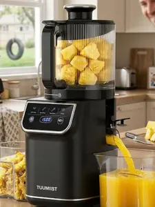 TUUMIIST 3-in-1 Cold Press Juicer Machine, Smart Touch Masticating Juicers for Whole Fruit & Vegetable, 6.5" Wide Chute Slow Juicer for Nut Milk & Sorbet, High Yield, 100oz Large Capacity, Easy Clean