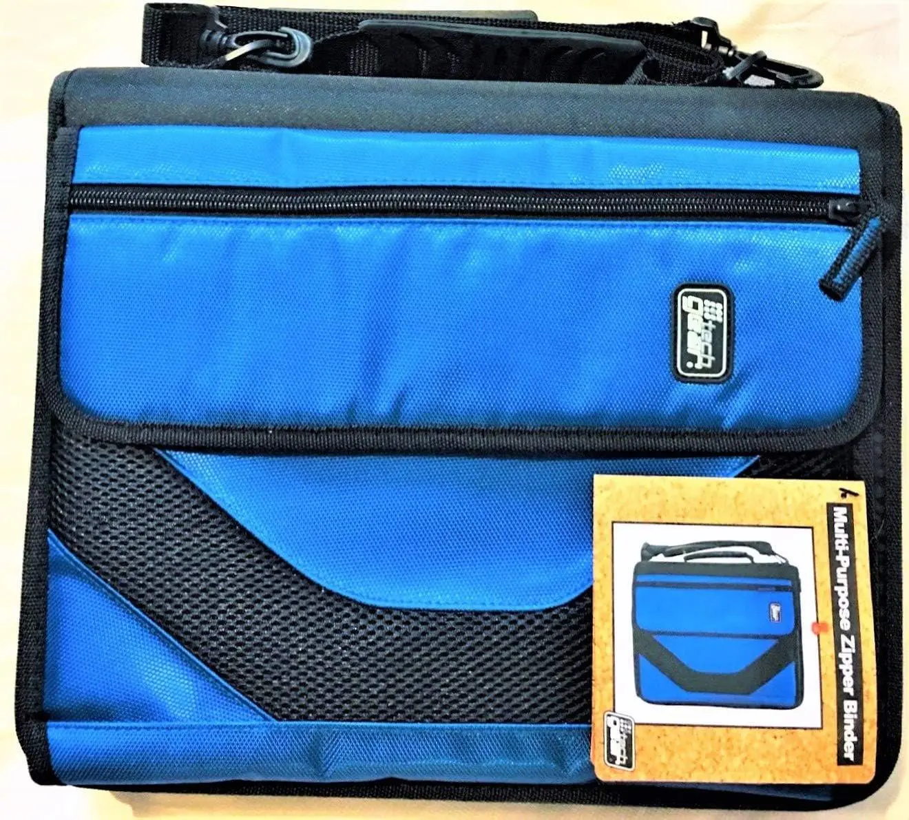 American Studio Tech Gear Muli-Purpose Zipper Binder 2" D-Rings Royal Blue with Padded Tablet Pocket & Adjustable Strap for Secure Document Storage