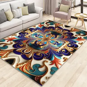 Washable Area Rug, Non-Slip  Hallway Rug Runner with Upgrade Rubber Backing, Stain Resistant Faux  Distressed Carpet Runner for Bedroom Living Room Kitchen Laundry Entrance (70" x 55")