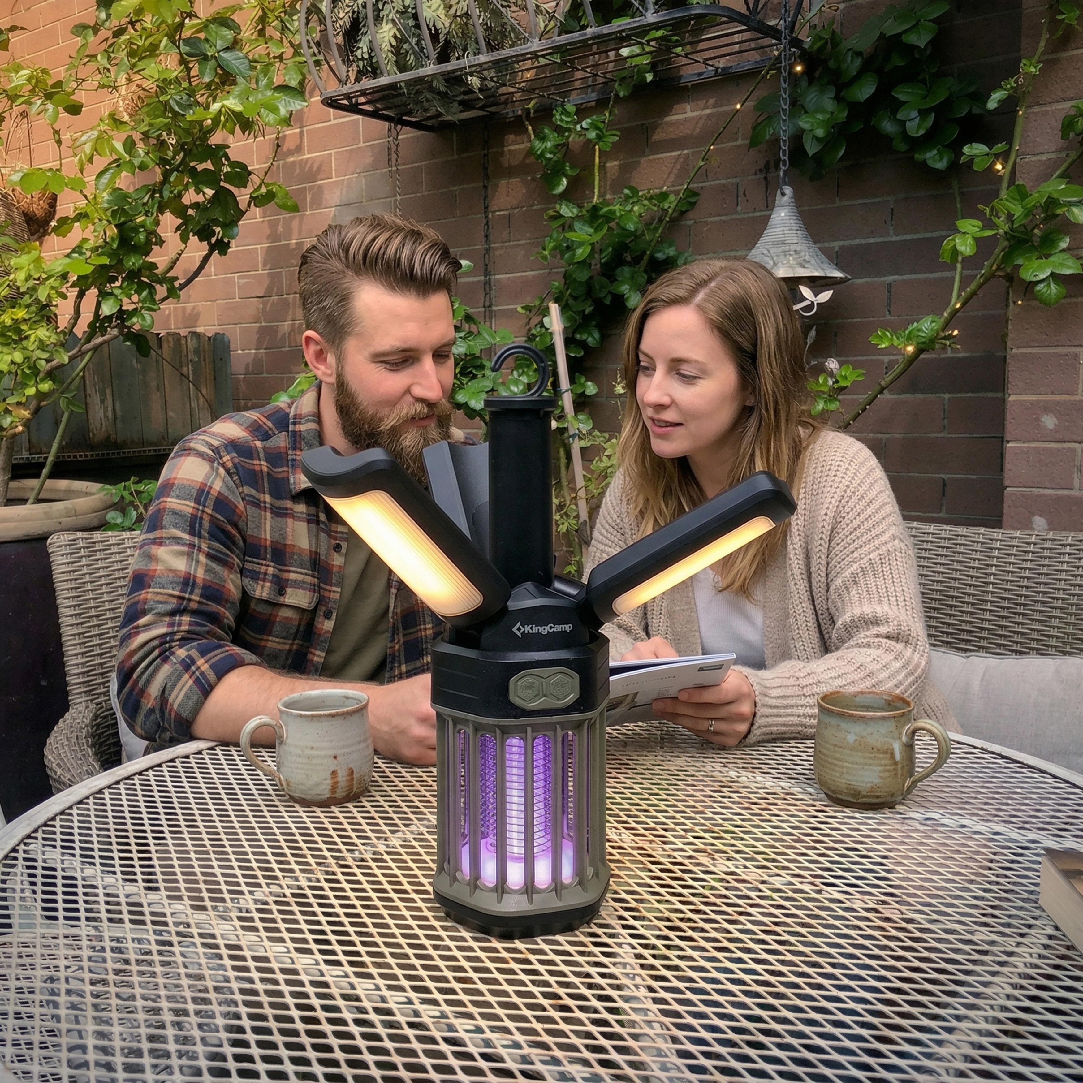 2-Pack Camping Lantern – 3 Color Temperatures (White/Warm/Red), Mosquito Repellent & Light Combo, 3000mAh Long Battery, Adjustable Multi-Angle Head, IPX6 Waterproof, Lightweight Hanging Hook for Outdoor & Home Swivel Headrest Chair