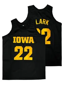 Iowa 22 Style Embroidered Basketball Jersey Breathable Unisex Sleeveless Sport Tank Top