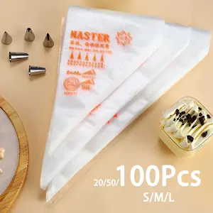 Disposable Piping Bags Kit Durable & Transparent, Perfect for Baking, Cupcakes Fondant, Pastry Cream Decorative, Sugar, DIY Decoration, Bakery & Dessert Shops Cake Decorating Professional Tools Accessories Baking Supplies 20/50/100Pcs