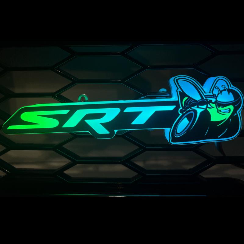 AutoJeweler Dodge SRT Scat Bee LED Grille Emblem, Color Version (RGB Flow-Series) - Dual Control Bluetooth App & Remote Included
