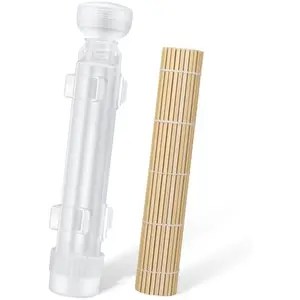 Sushi Making Kit, Upgraded 11.8 Inches Sushi Roller, Sushi Rolling Mat Sushi Maker Sushi Kit, Sushi Bazooka Easy Made Sushi Translucent white