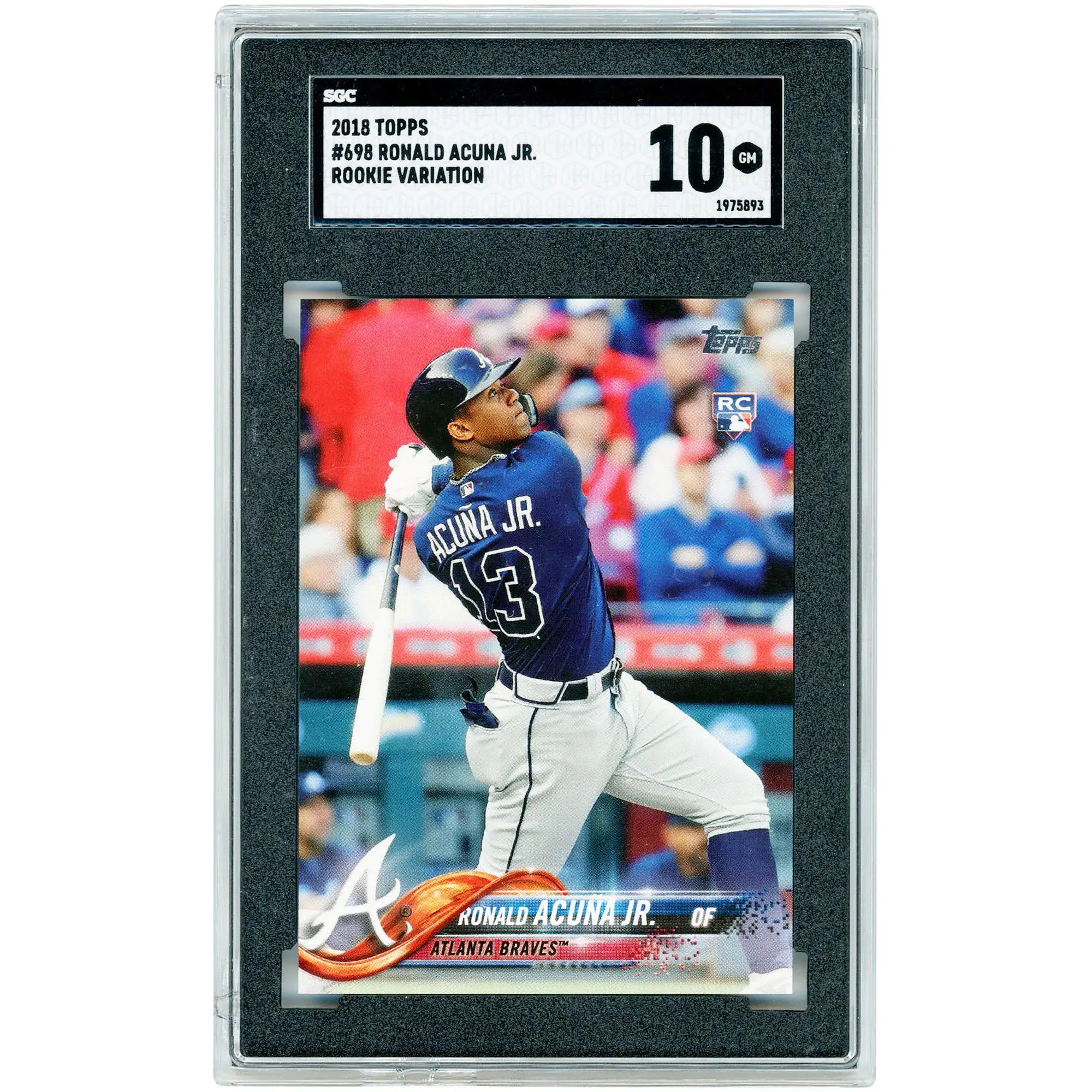 Ronald Acuna Jr. Atlanta Braves 2018 Topps Rookie Variation #698 SGC Authenticated 10 Rookie Card - Fanatics Authentic Certified