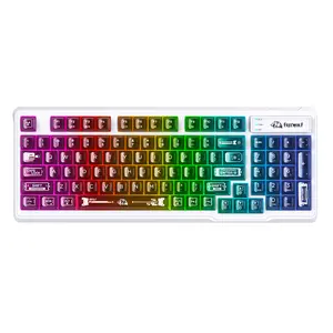 FREEWOLF M95 Wired Gaming Keyboard, Rainbow LED Backlit, Transparent Membrane Keyboard, 94 Silent Keys, with Side Light bar, 26-Key Anti-ghosting,for Mac/Pc