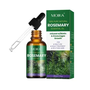 MOIKA Organic Radiant Rosemary Essential Oil - 100% Pure Steam-Distilled Rosemary Oil for Hair Face Skin Care Diffuser Aromatherapy Scalp Body Massage Soap & Candle Making with Dropper 30ml