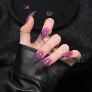 Handmade Glossy Cat Claw Nails, Long Elegant Nail Art, European and American Style, Single Item, Short Length, No Flammable Liquid, Handmade Acrylic Nails