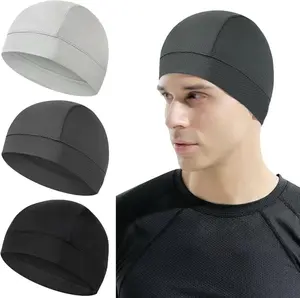 Unisex Solid Color Cycling Cap 3 Counts Sports Cycling Liner Cap Sweat-absorbent Quick-Drying Nylon Helmet Lining Caps for Men & Women