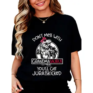 Funny Grandmasaurus Graphic T-Shirt, Unisex 100% Cotton Short Sleeve Comfortable Round Neck Top