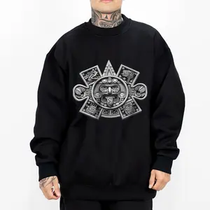 Chicano Clothing Mexican Clothes Lowrider Oversized Graphic Tee Medium Heavy Sweatshirt Hoodie for Men Women Aztec Design Unisex Fit Style 9 Black Cotton Polyester Blend Loose Fit True to Size