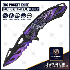7.75” Outdoors Man Bushcraft Hunting Tactical EDC Everyday Dragon Pocket Knife, Camping Gear Folding Knife, Survival Tool Accessories, Father’s Day Gift, Birthday Gift, Christmas Gift