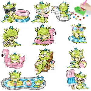 11pcs Diamond Painting DIY Handmade Puzzle Cartoon Dinosaur Mosaic Sticker Gift Set, Educational Craft Kit for Kids and Adults, Diamond Painting Kits