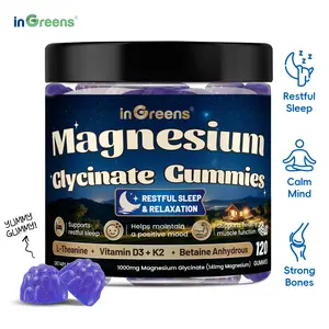 Sleep Better & Stay Focused | inGreens Magnesium Glycinate Gummies | Doctor Formulated Complex with L-Theanine & B6 | Mix of Berry Flavor-Sugar-Free & Vegan Friendly-60 Servings
