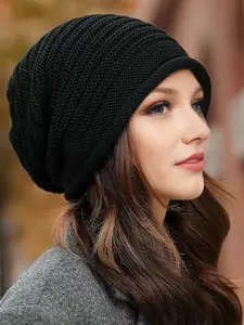 Women's Winter Knit Hat, Acrylic Plain Design, Ideal for Streetwear & Parties, Available in Six Vibrant Colors, Perfect for Cold Weather, Knitted Hat
