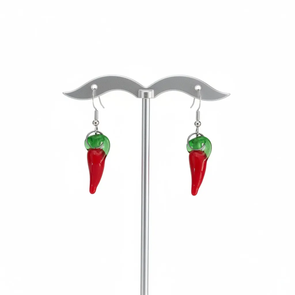 Earrings - Red Chili Pepper on Silver Hook