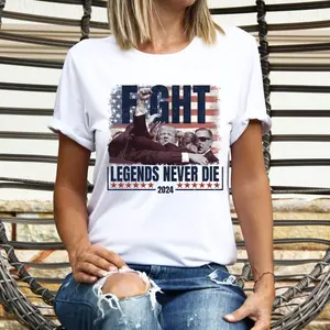 Trump Shot Distressed T-Shirt, Trump 2024 Fight Shirt, Trump Shooting Tee, Trump Assassination Tee, Legend Never Die Short Sleeve, Trump Supporter Shirt.