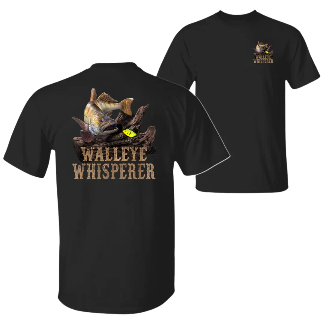 Walleye Whisperer Fishing T-Shirt, Walleye Lure Graphic Tee, Soft Cotton Outdoor Apparel, Freshwater Angler Shirt for Men & Women, Fisherman Gift