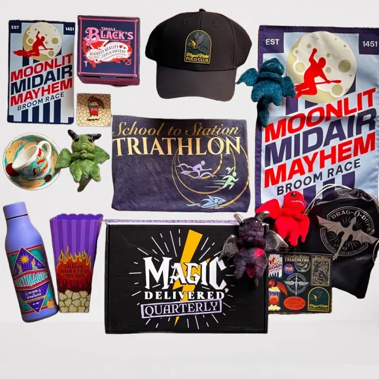 Spellbinding Sports Collector Box - Bulk Set with Magical Triathlon T-Shirt Dragon Plushies Hat & More Drinkware Decor