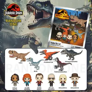 1PC Universal Studios Officially Licensed Jurassic World 3D Anime Character Mystery Bag Clip Keychain Cartoon Style Blind Bag Keyring Bag Ornaments Anniversary Festival Gifts for Friends Vinyl Keychain, Keychain Surprise Collectibles