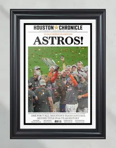2022 Houston Astros “Astros!” World Series No Frame Front Page Newspaper Print