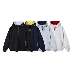 Men's Hoodie, Color Block Design, Zip-Up Hooded Sweatshirt, Fashion Casual Sports Jacket with Pockets, Loose Fit, Suitable for Daily Sports, Various Colors
