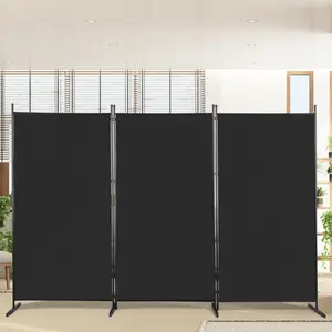 【Summervibes】Ubesgoo FCH 6FT Foldable Screen - 3-Fold/4-Fold Options, 160g Polyester Fabric, Carbon Steel Frame with Plastic Feet (Black/Gray) Room Divider